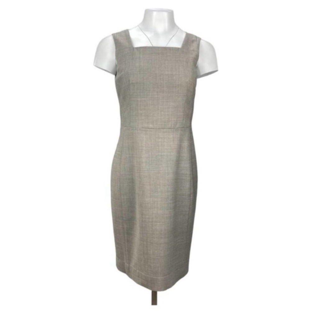 BANANA REPUBLIC Square Neck Wool Sheath Dress Sz 6 Taupe